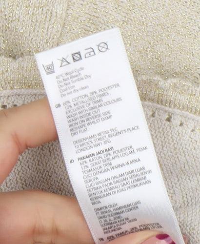 RJR John Rocha Girls Beige Metallic Long Sleeve Button Cardigan 7-8 Years