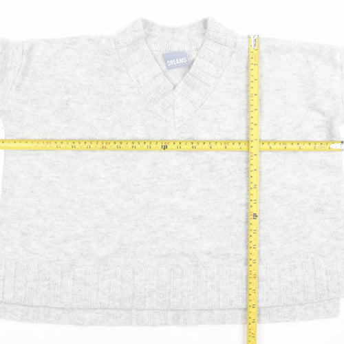 Dreams London Women's Grey V-Neck Knit Pullover Jumper One Size