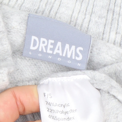Dreams London Women's Grey V-Neck Knit Pullover Jumper One Size