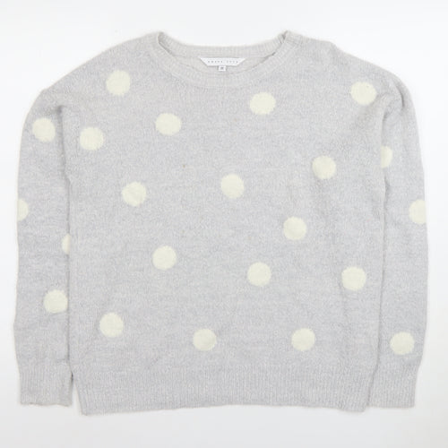 Amara Reya Womens Grey Polka Dot Wool Blend Crew Neck Jumper M