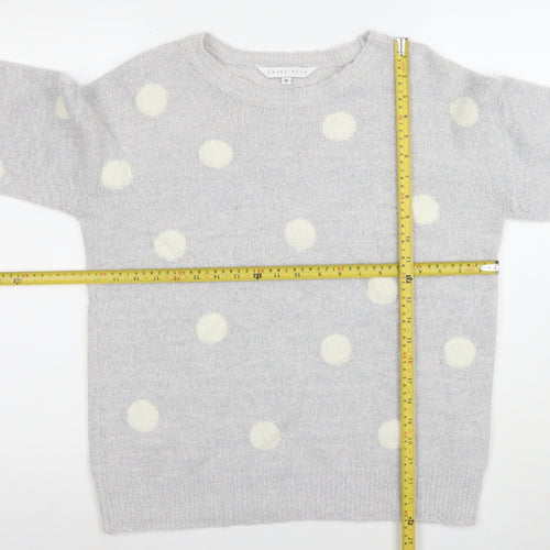 Amara Reya Womens Grey Polka Dot Wool Blend Crew Neck Jumper M