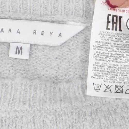 Amara Reya Womens Grey Polka Dot Wool Blend Crew Neck Jumper M