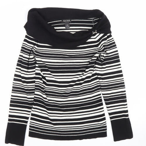 White House Black Market Women's Black Striped Off Shoulder Knit Top XL