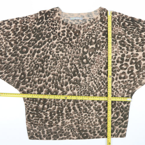 Marks and Spencer Womens Brown Animal Print Long Sleeve Knit Top UK 14
