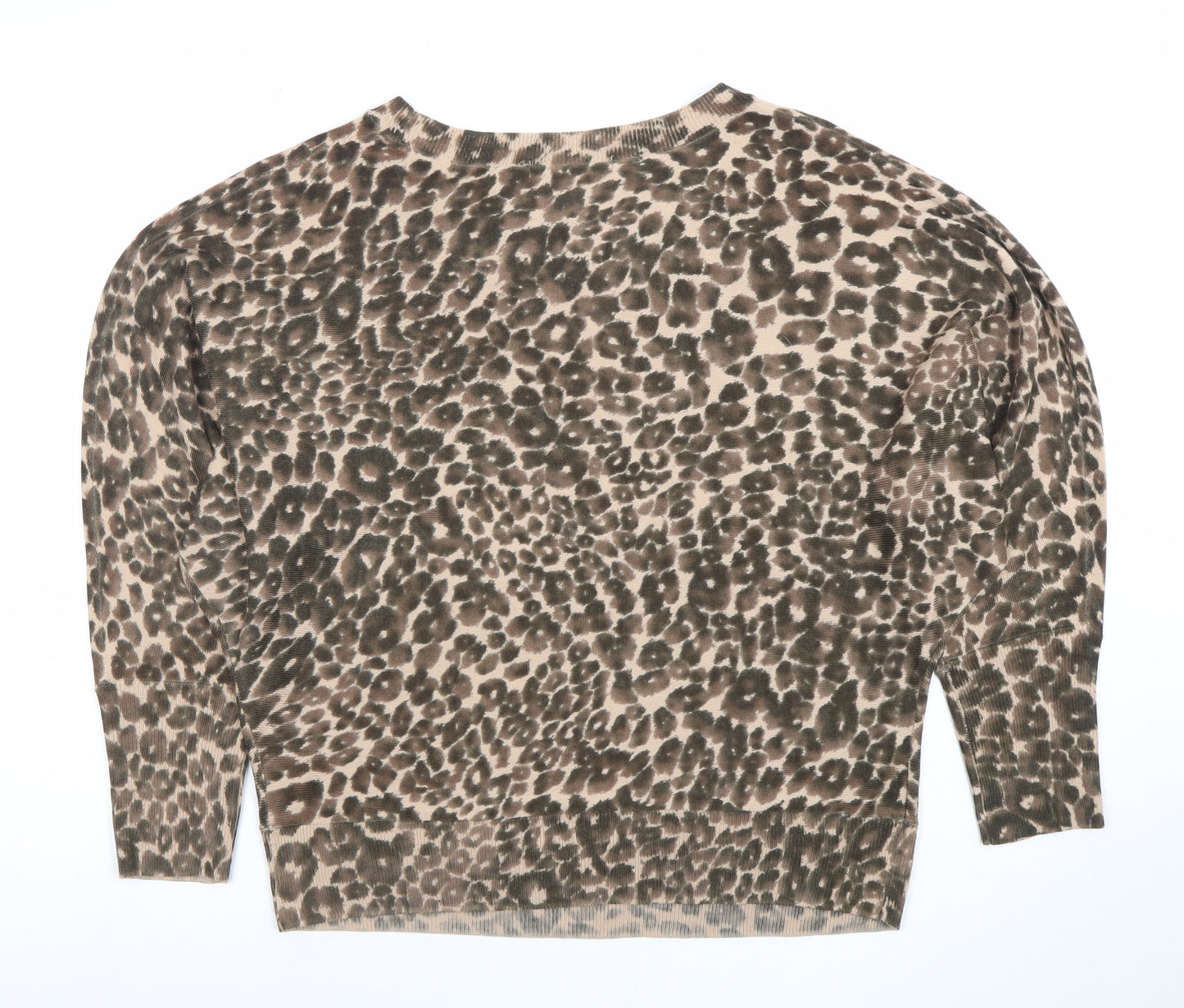 Marks and Spencer Womens Brown Animal Print Long Sleeve Knit Top UK 14