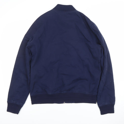 Topman Men's Blue Cotton Bomber Jacket Size M Regular Fit Casual Zip