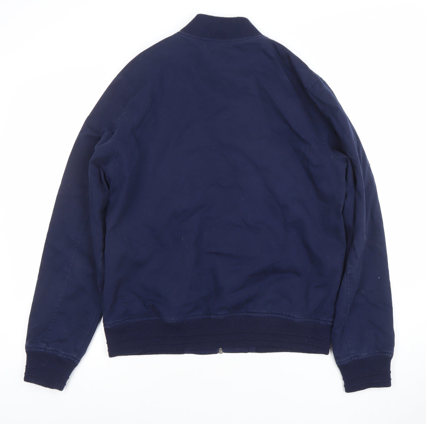 Topman Men's Blue Cotton Bomber Jacket Size M Regular Fit Casual Zip