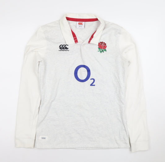 Canterbury Women's White England Rugby Long Sleeve Polo Shirt Size 12