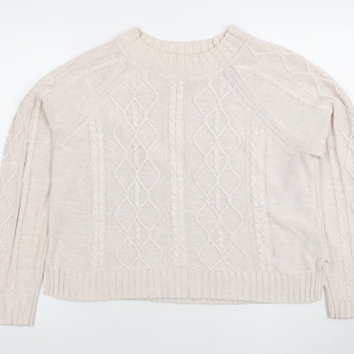 GAP Women's Beige Cable-Knit Cotton Jumper Size L