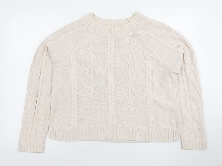 GAP Women's Beige Cable-Knit Cotton Jumper Size L