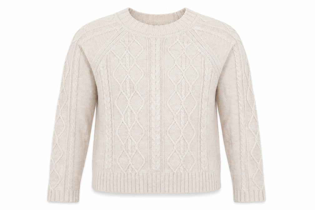 Front view of Gap Women's Beige Cable-Knit Cotton Jumper, size L