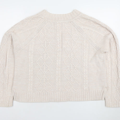 GAP Women's Beige Cable-Knit Cotton Jumper Size L