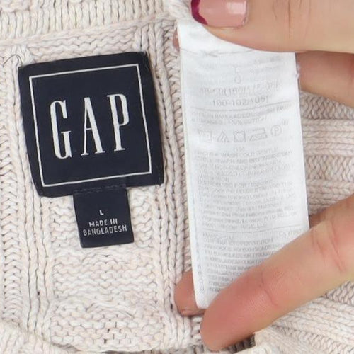 GAP Women's Beige Cable-Knit Cotton Jumper Size L