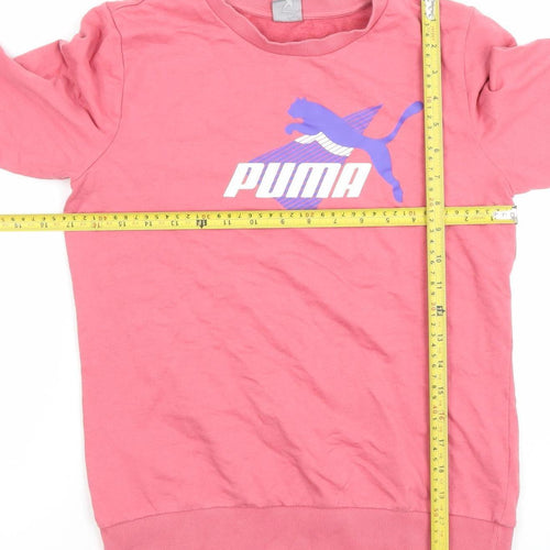 Puma Women Pink Crew Neck Long Sleeve Pullover Sweatshirt Size S