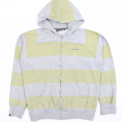 Mckenzie Men’s Grey Green Striped Full Zip Hoodie Size L