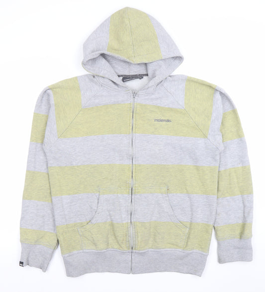 Mckenzie Men’s Grey Green Striped Full Zip Hoodie Size L