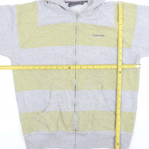 Mckenzie Men’s Grey Green Striped Full Zip Hoodie Size L