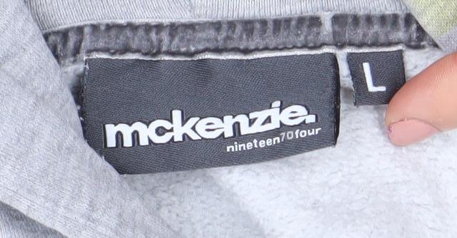 Mckenzie Men’s Grey Green Striped Full Zip Hoodie Size L