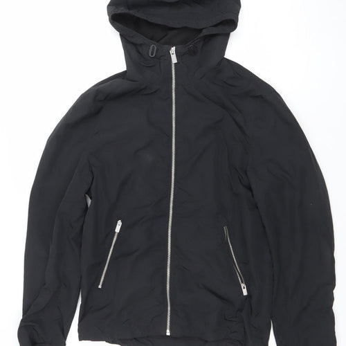 H&M Men's Black Hooded Windbreaker Jacket Size S Lightweight Full Zip