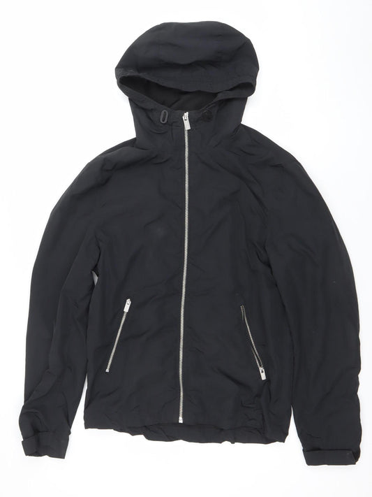 H&M Men's Black Hooded Windbreaker Jacket Size S Lightweight Full Zip