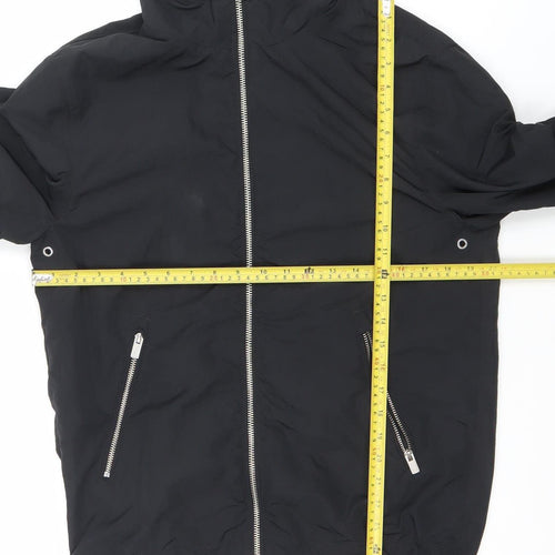 H&M Men's Black Hooded Windbreaker Jacket Size S Lightweight Full Zip