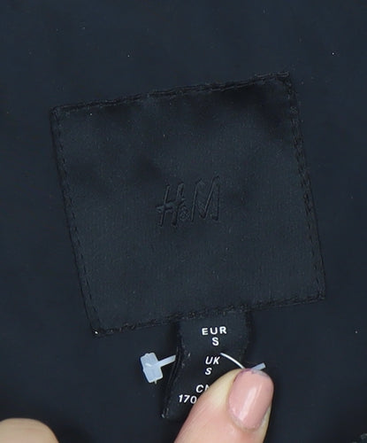 H&M Men's Black Hooded Windbreaker Jacket Size S Lightweight Full Zip