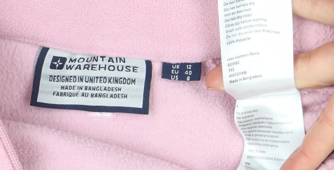 Mountain Warehouse Women's Pink Fleece Full Zip Jacket Size 12