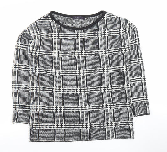 Marks and Spencer Womens Grey Check Knit Pullover Jumper Size 10