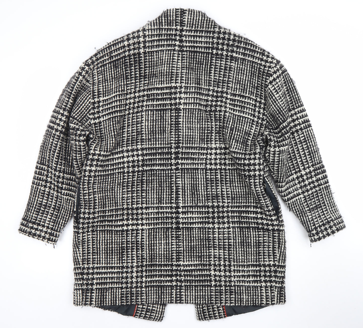 Zoe Jordan Womens Black Check Wool Blend Mid-Length Overcoat M