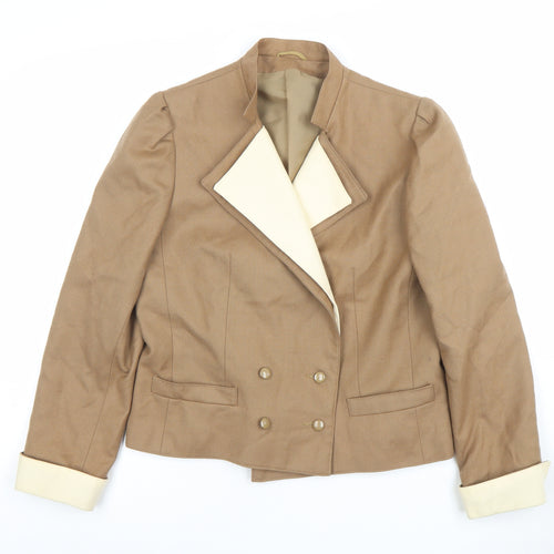 Our Premier Collection Women's Beige Wool Double-Breasted Blazer Size 14
