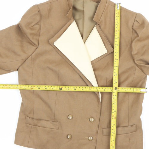 Our Premier Collection Women's Beige Wool Double-Breasted Blazer Size 14