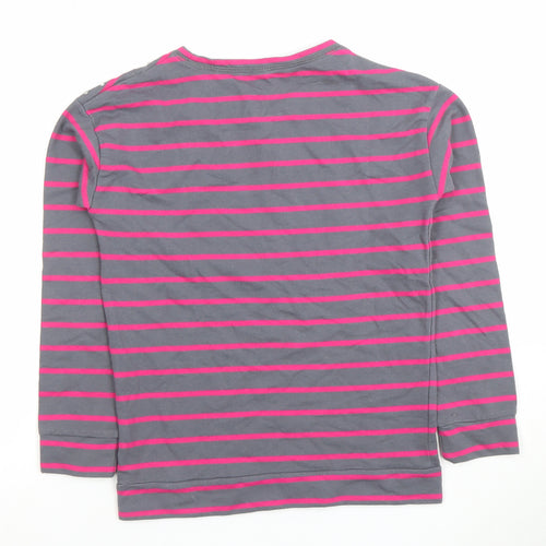 Old Navy Women’s Grey & Pink Striped Rhinestone Long Sleeve Cotton Blend T-Shirt - Size L