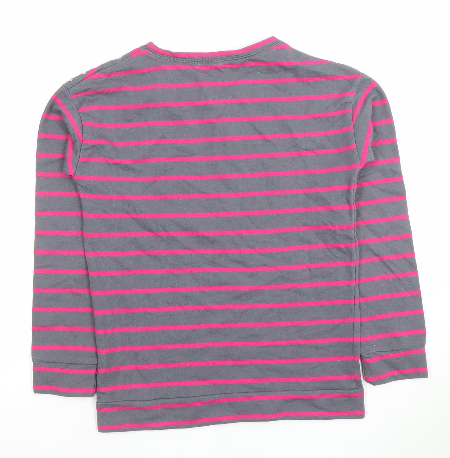 Old Navy Women’s Grey & Pink Striped Rhinestone Long Sleeve Cotton Blend T-Shirt - Size L