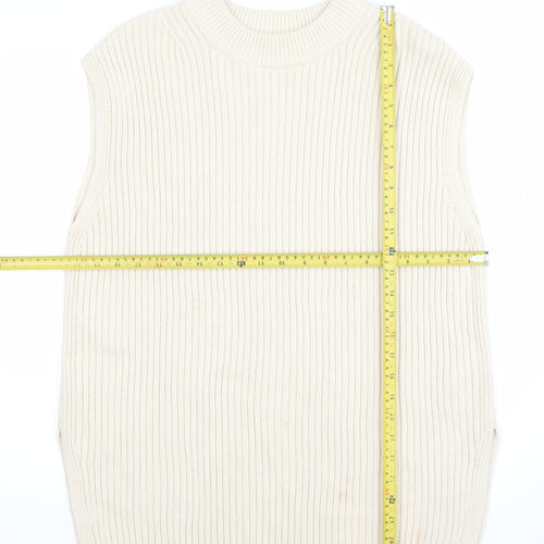 H&M Women’s Ivory Ribbed Sleeveless Mock Neck Knit Vest Jumper Size S