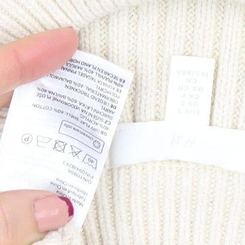 H&M Women’s Ivory Ribbed Sleeveless Mock Neck Knit Vest Jumper Size S