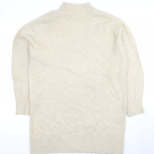 H&M Women’s Beige Wool Blend Mock Neck Long Sleeve Jumper XS