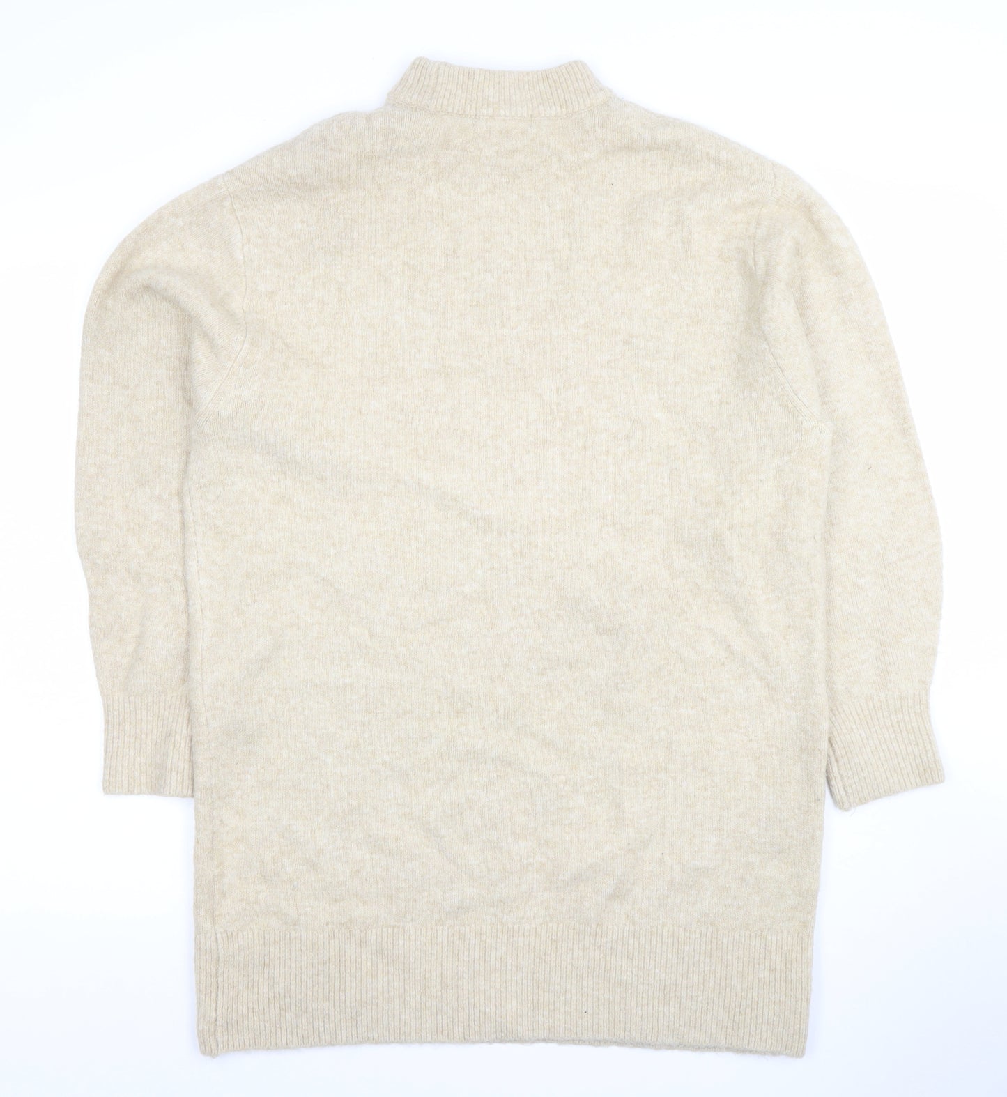 H&M Women’s Beige Wool Blend Mock Neck Long Sleeve Jumper XS