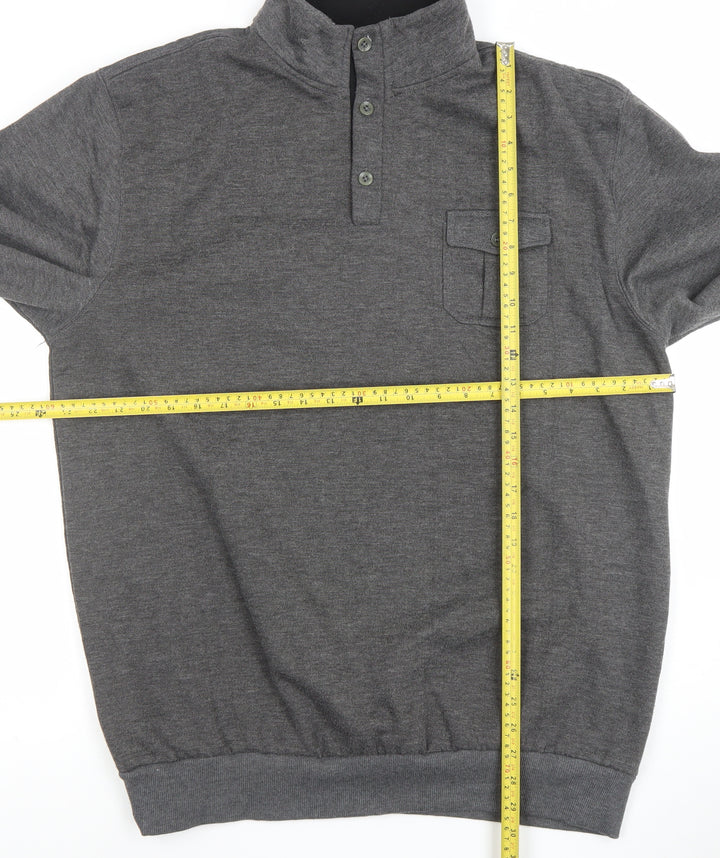 J.J. Willis Mens Grey Henley Sweatshirt 2XL High Neck Long Sleeve