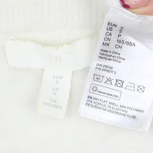 H&M Women’s White Collared Pullover Jumper Size S Soft Acrylic Blend