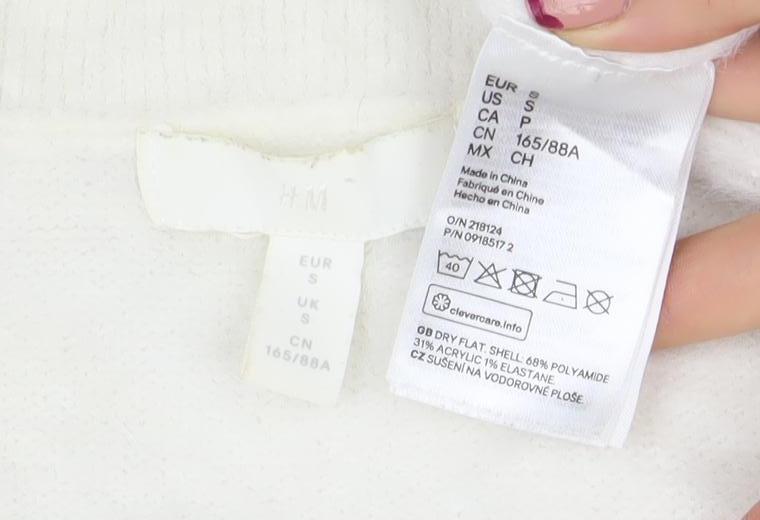 H&M Women’s White Collared Pullover Jumper Size S Soft Acrylic Blend