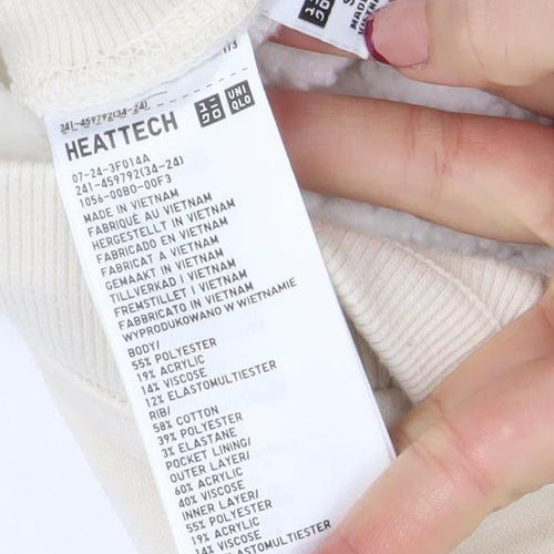 Uniqlo Women Ivory HEATTECH Joggers S Fleece Lined Thermal Trousers