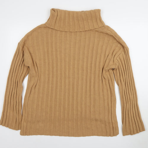 Primark Women’s Beige Roll Neck Ribbed Knit Jumper XS