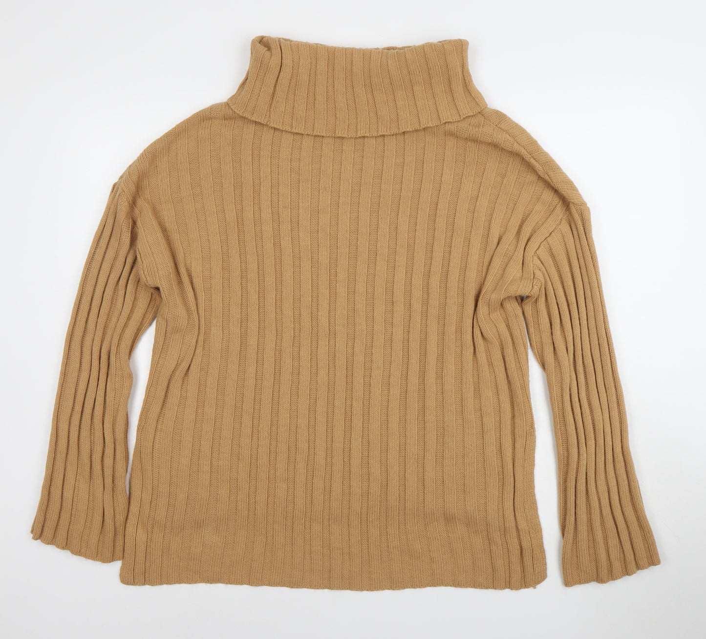 Primark Women’s Beige Roll Neck Ribbed Knit Jumper XS