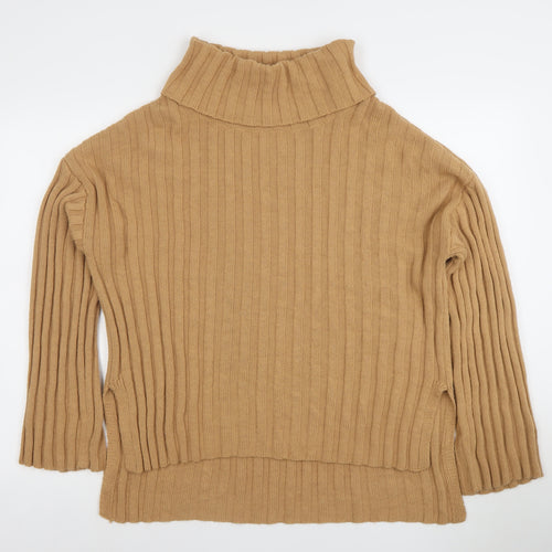 Primark Women’s Beige Roll Neck Ribbed Knit Jumper XS