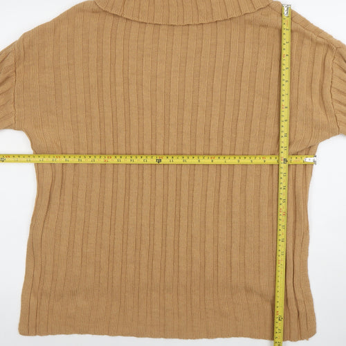 Primark Women’s Beige Roll Neck Ribbed Knit Jumper XS