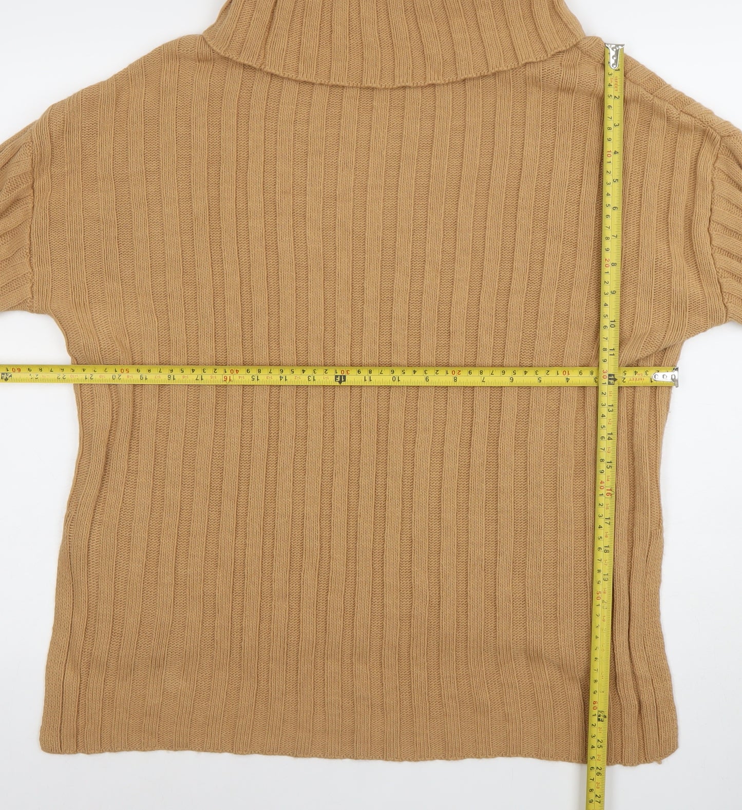 Primark Women’s Beige Roll Neck Ribbed Knit Jumper XS