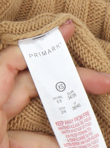 Primark Women’s Beige Roll Neck Ribbed Knit Jumper XS