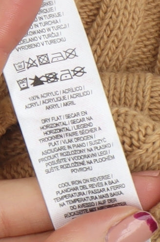 Primark Women’s Beige Roll Neck Ribbed Knit Jumper XS