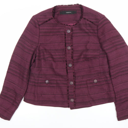 Bianca Women’s Purple Striped Lined Single-Breasted Blazer Size 14