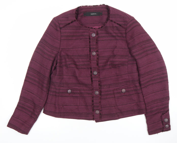 Bianca Women’s Purple Striped Lined Single-Breasted Blazer Size 14